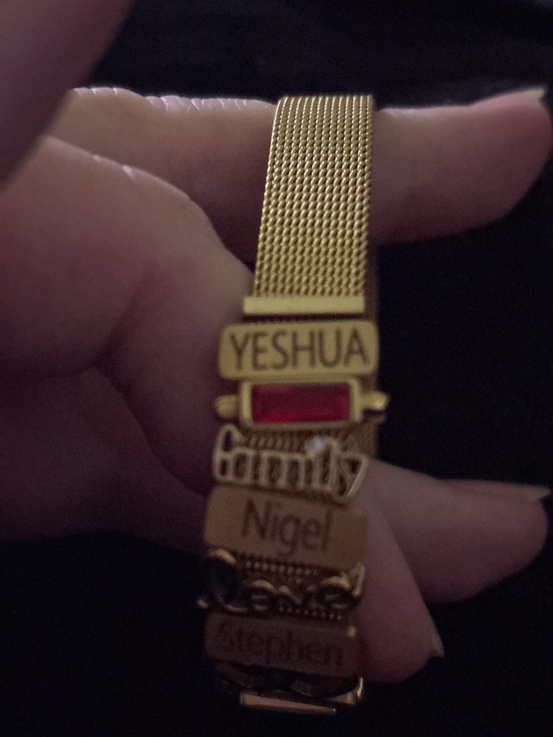 Customer photo review of Mesh charm name gold