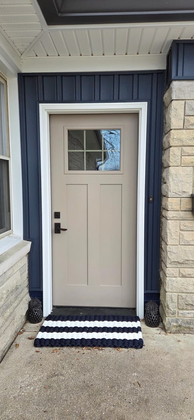 Customer photo review of Rope Doormat - Dark Navy & White Shoreline Stripe