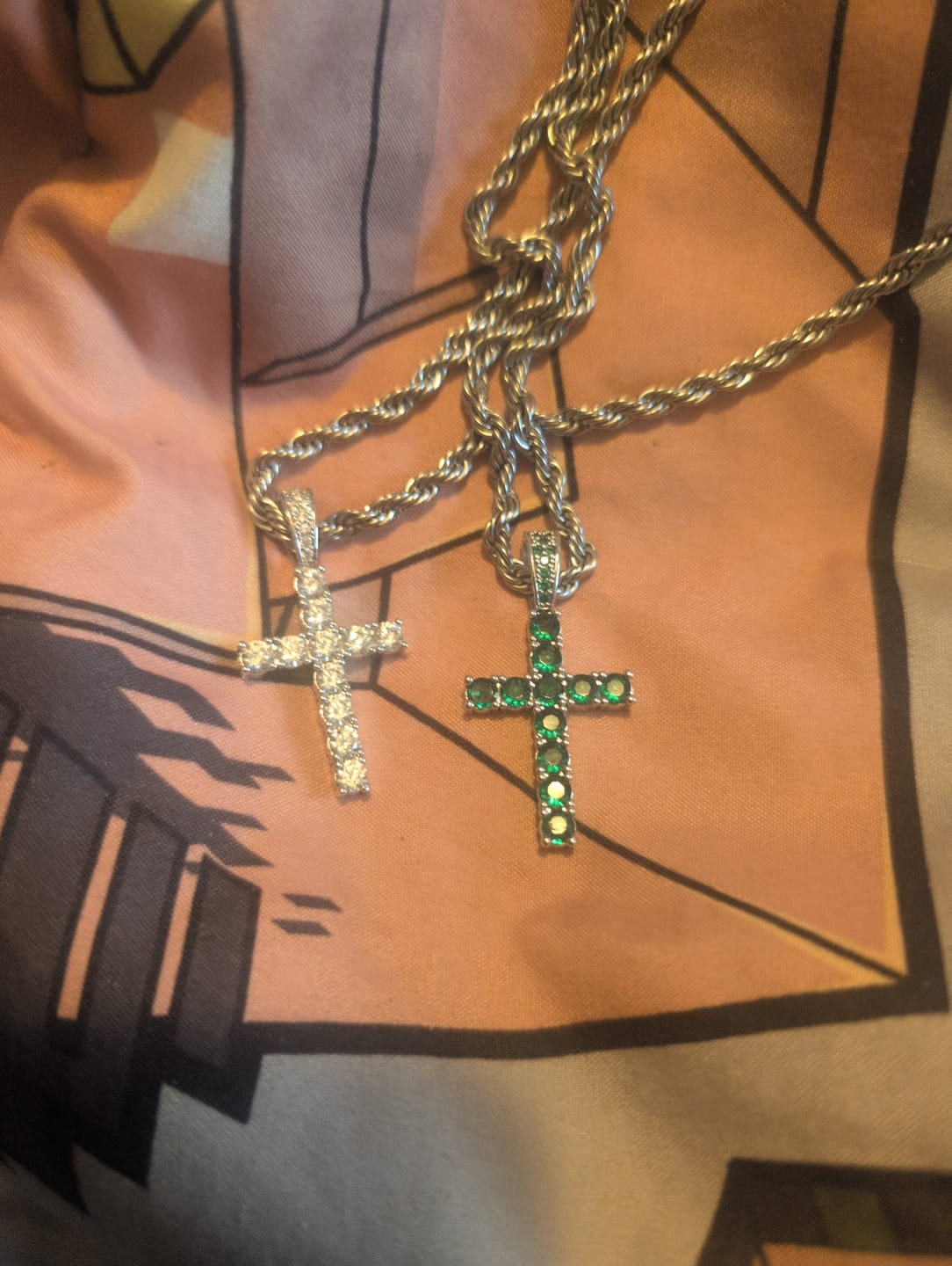 Customer photo review of Diamond Cross Pendant - White Gold