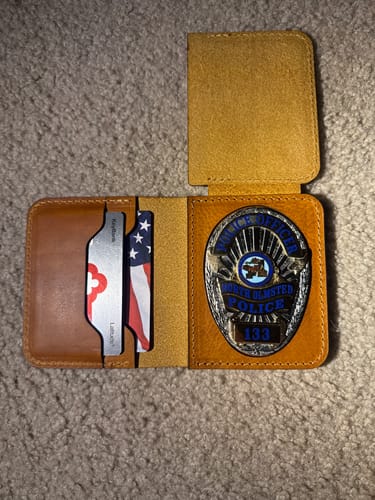 Customer photo review of Minimalist Badge Wallet