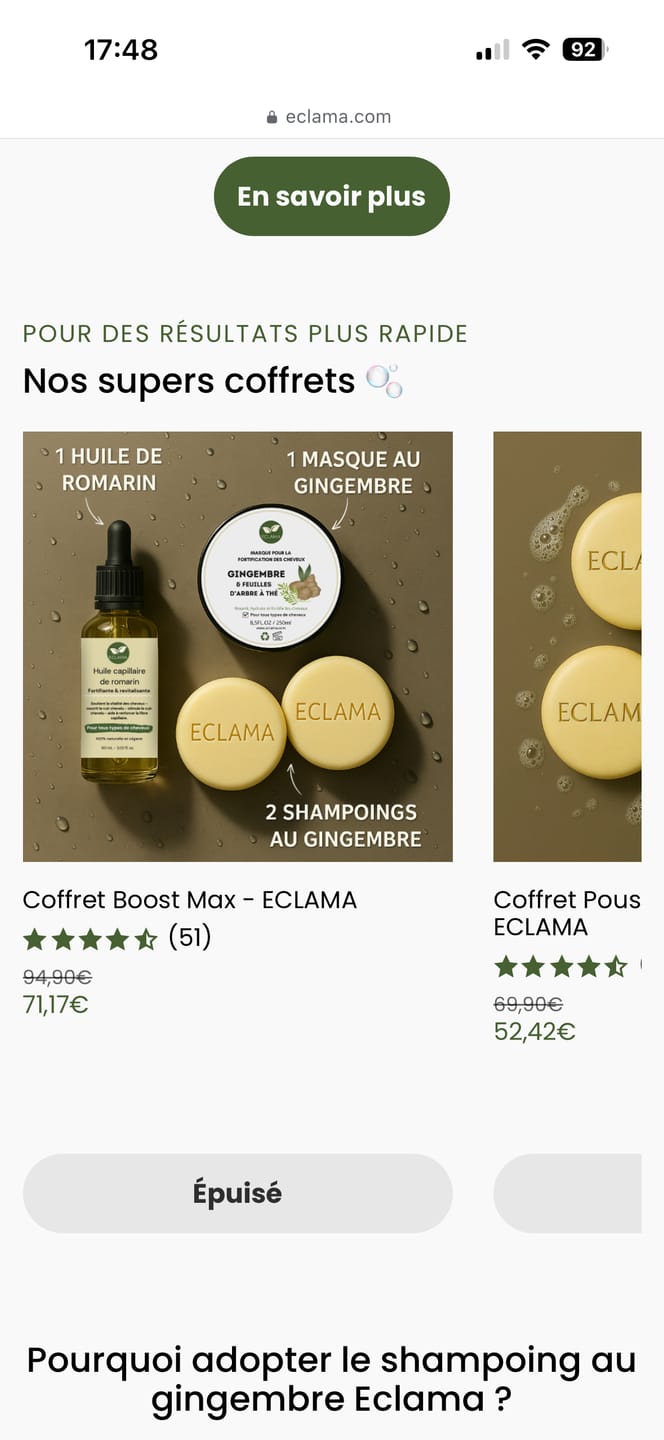 Customer photo review of Shampoing Solide Anti chute & Pousse de cheveux - ECLAMA