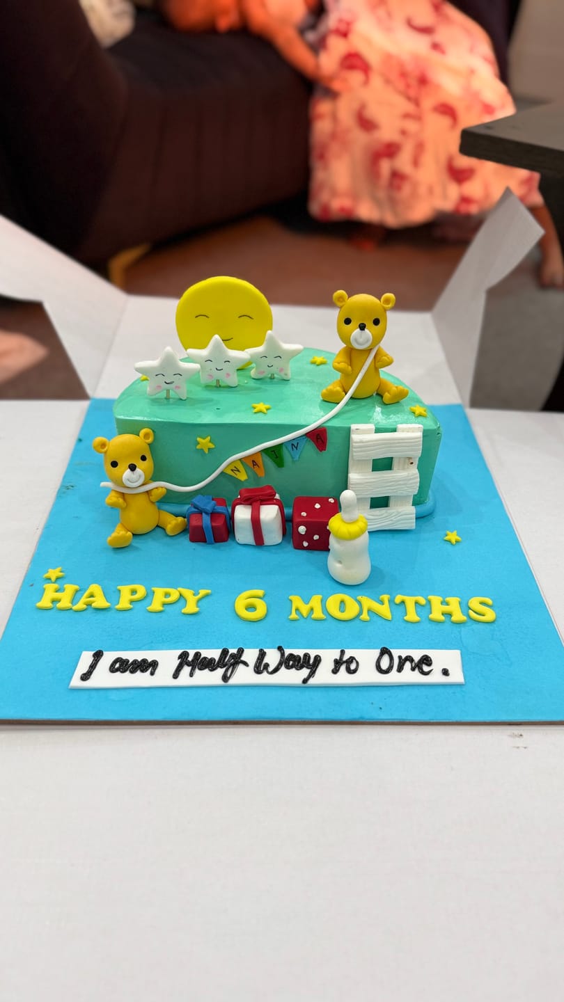 Customer photo review of Teddy 6 Months Cake