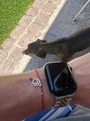 Customer photo review of PULSERA HILO ROJO HUELLA MASCOTA PLATA