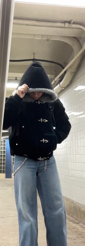 Customer photo review of Omirad Faux Suede Fur-Lined Jacket