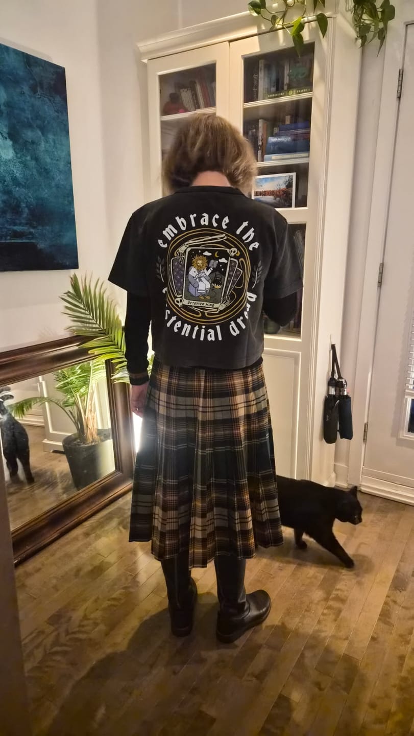 Customer photo review of Embrace the Existential Dread T-Shirt