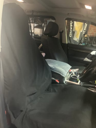 Customer photo review of Waterproof Car Seat Towel – Black | Towel Society