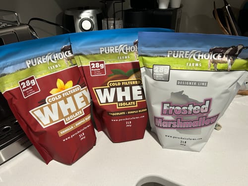 Customer photo review of 3 Flavor Whey Protein Isolate Combos
