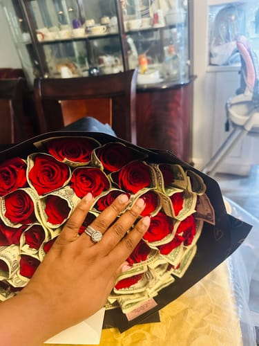 Customer photo review of Money Rose Bouquet - Red