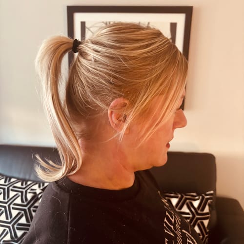 Customer photo review of Face Framing Layers / Clip In Extensions / Human Hair / 14 inches / 15 grams