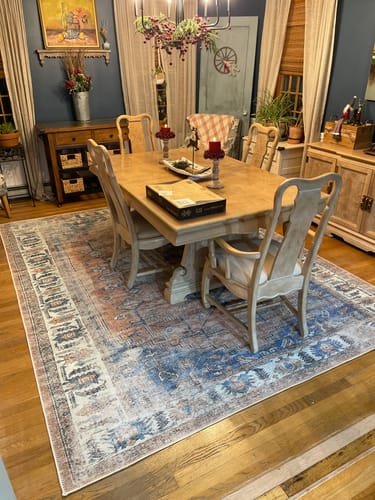 Customer photo review of Distressed Vintage Pissarro Terracotta in Blue & Beige