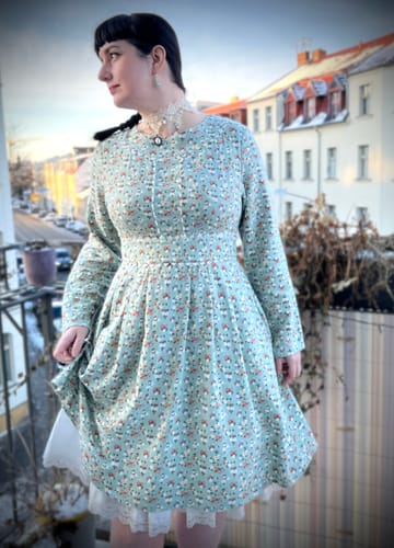 Customer photo review of Floral spring long sleeves linen dress women 2795