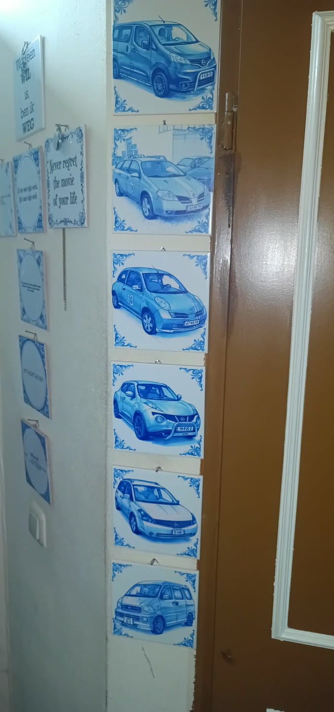Customer photo review of Delfts Blauw tegeltje bedrukken met eigen auto