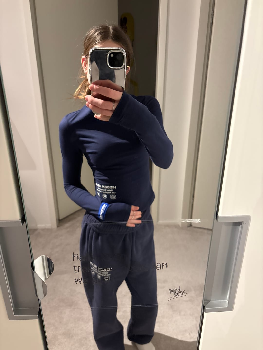 Customer photo review of LABEL LONGSLEEVE TOP NAVY