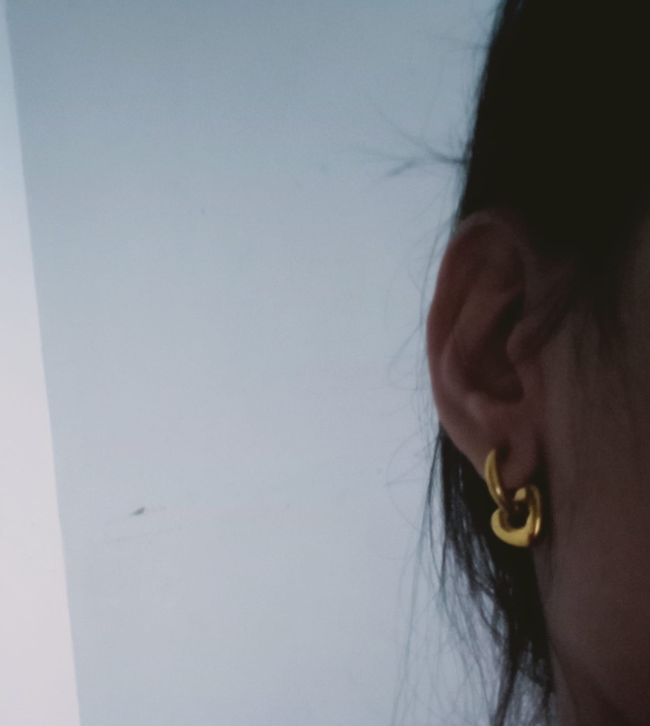 Customer photo review of Gold Heart Hoop Earrings