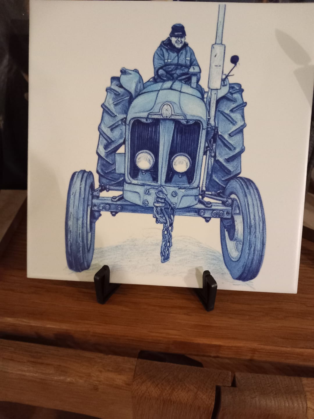 Customer photo review of Delfts Blauw tegeltje bedrukken met eigen auto