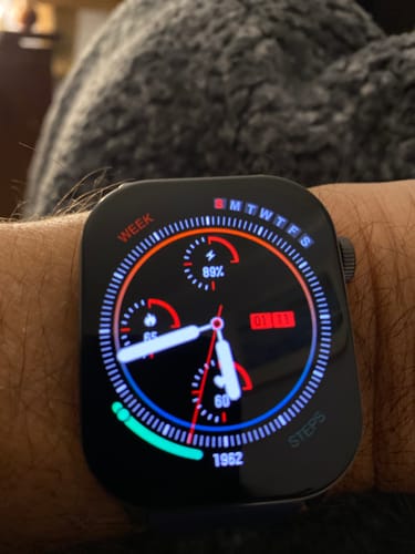 Customer's Gard Pro Health Smartwatch 3 on their wrist, showing the colorful health monitoring watch face.