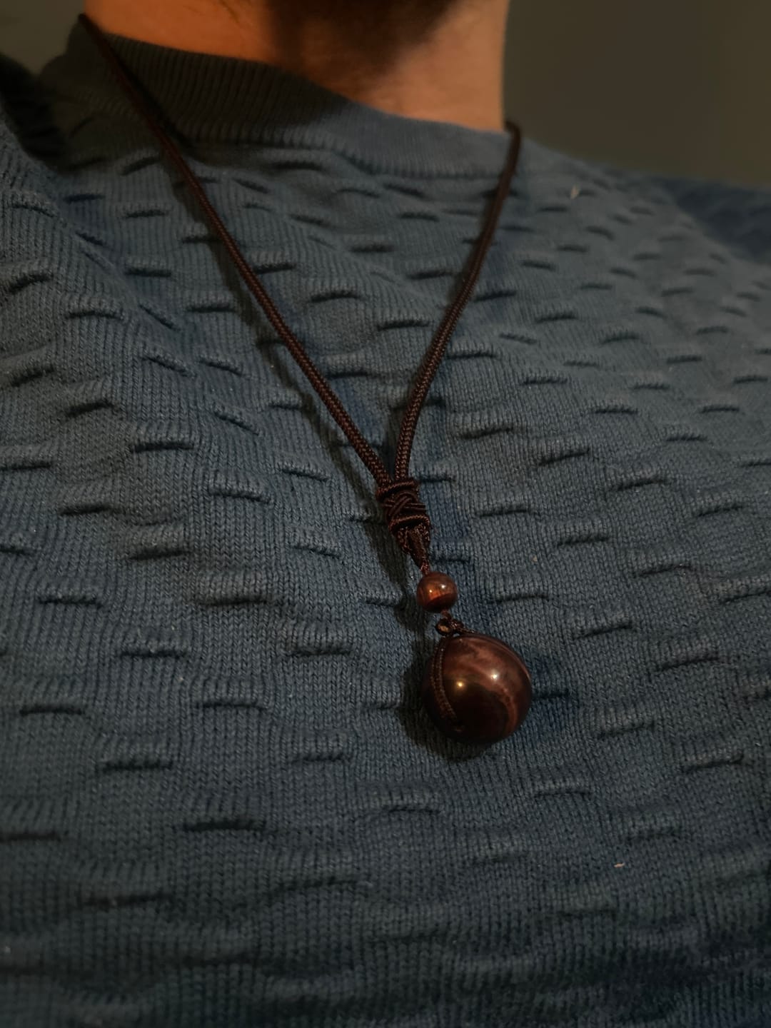 Customer photo review of Buddha Stones Tibetan Tiger's Eye Protection Necklace