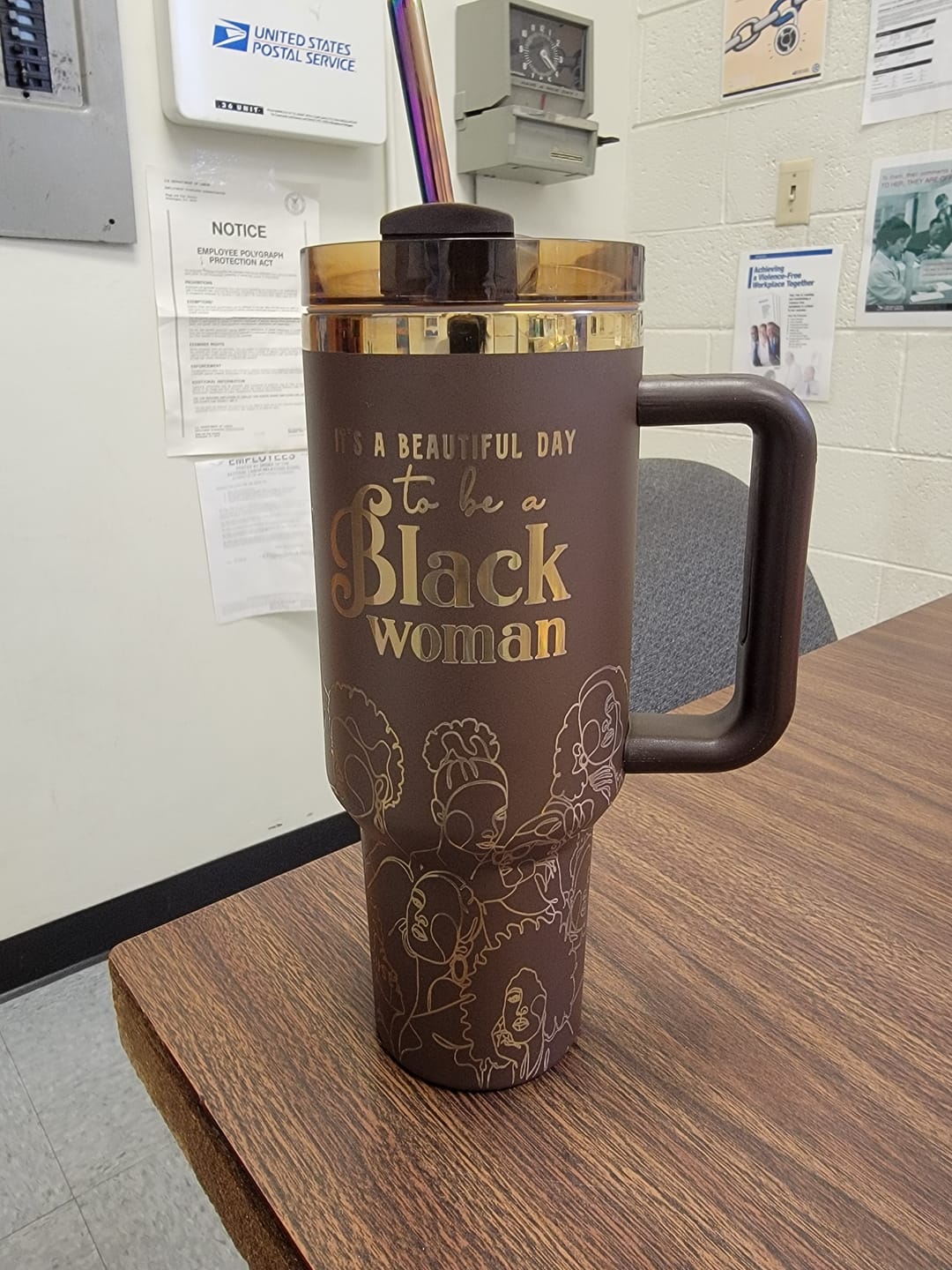 Customer photo review of Brown Sugar (4th Anniversary) 40oz Insulated Tumbler – "It's a Beautiful Day to be a Black Woman"
