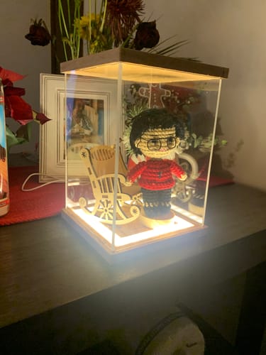 Customer photo review of Personalized Memorial Crochet Doll Keepsake with LED Display Box & Photo Card