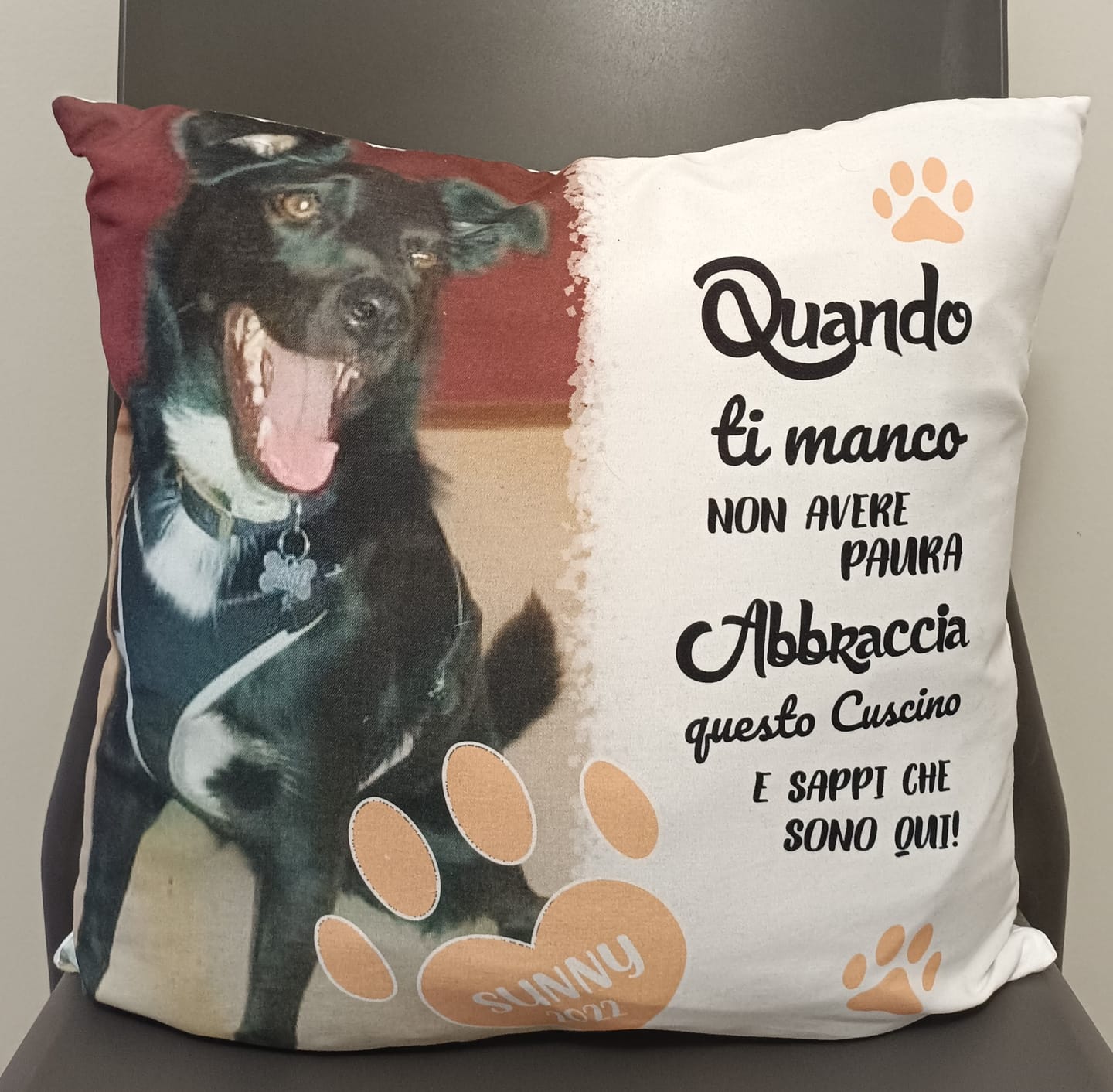 Customer photo review of Quando ti manco - Cuscino personalizzato