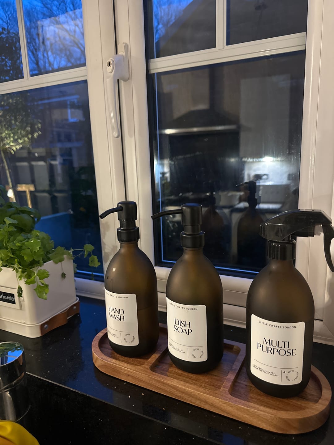 Customer photo review of Spray and Pump Set of 3 Reusable Amber Glass Bottles 500 ML