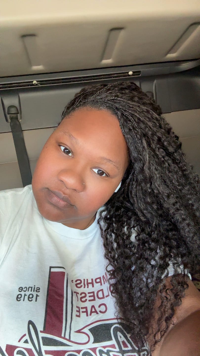 Customer photo review of Multi-Textured Kinky Curly Bulk Hair Extensions for Braiding