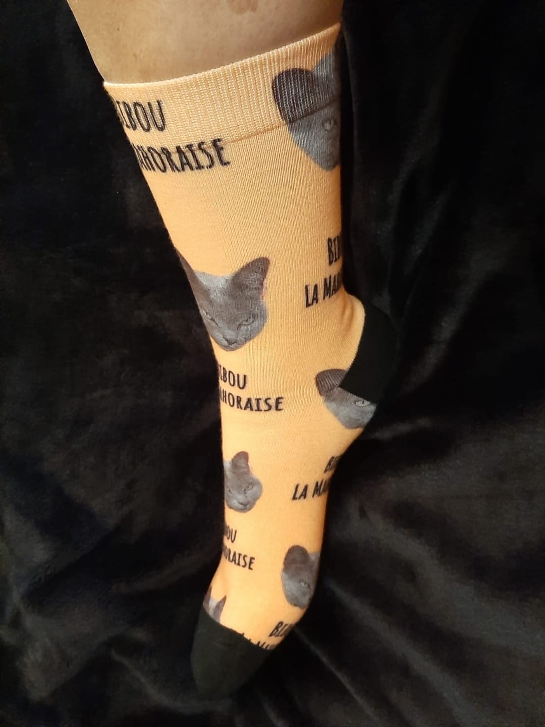 Customer photo review of Votre photo avec texte - Chaussettes personnalisées