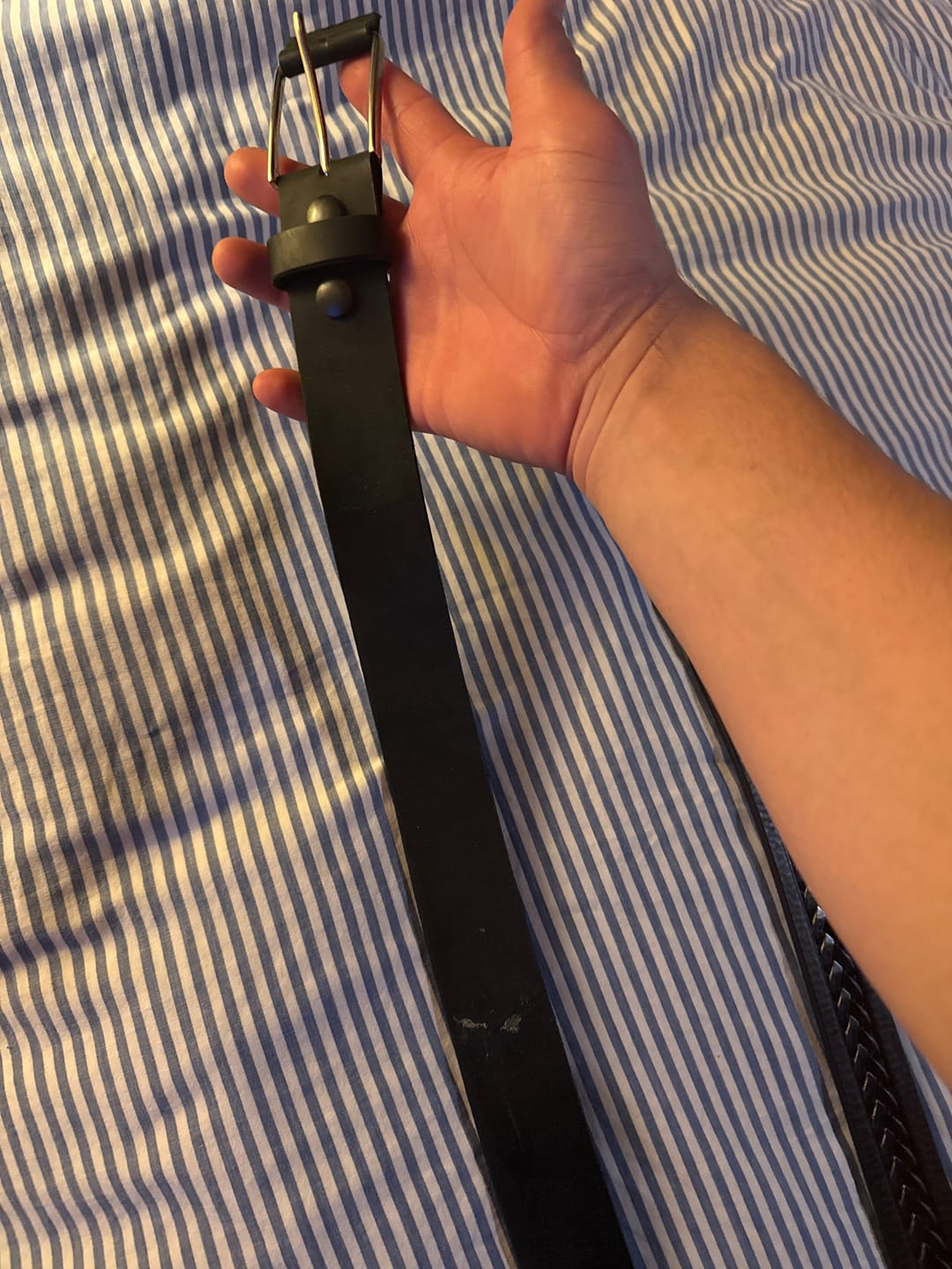 Customer photo review of The Spartan Belt - Brown Leather Belt With Leather Wrapped Buckle