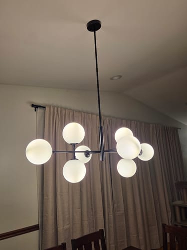 Customer photo review of 8-Light Linear Sputnik Frosted Glass Globe Chandelier