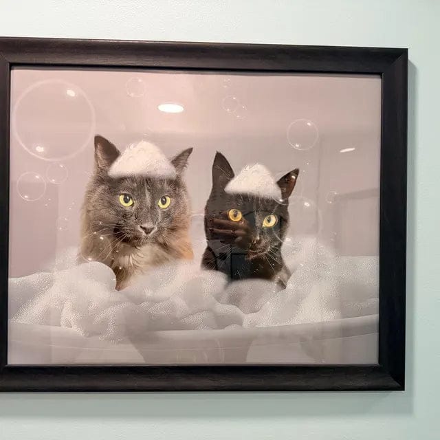 Customer photo review of Custom Cat Bathroom Art