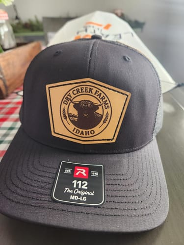 Customer photo review of Richardson 112 Genuine Leather Patch Hats Laser Engraved