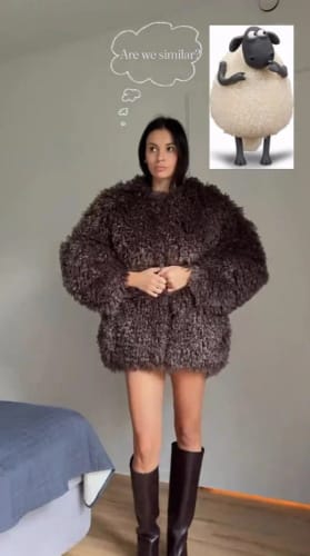 Customer photo review of Gwen Fluffy Lapel Coat