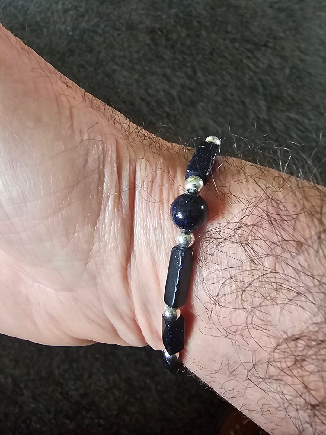 Customer photo review of Buddha Stones Natural Crystal Amethyst Tiger Eye Spiritual Balance Bracelet