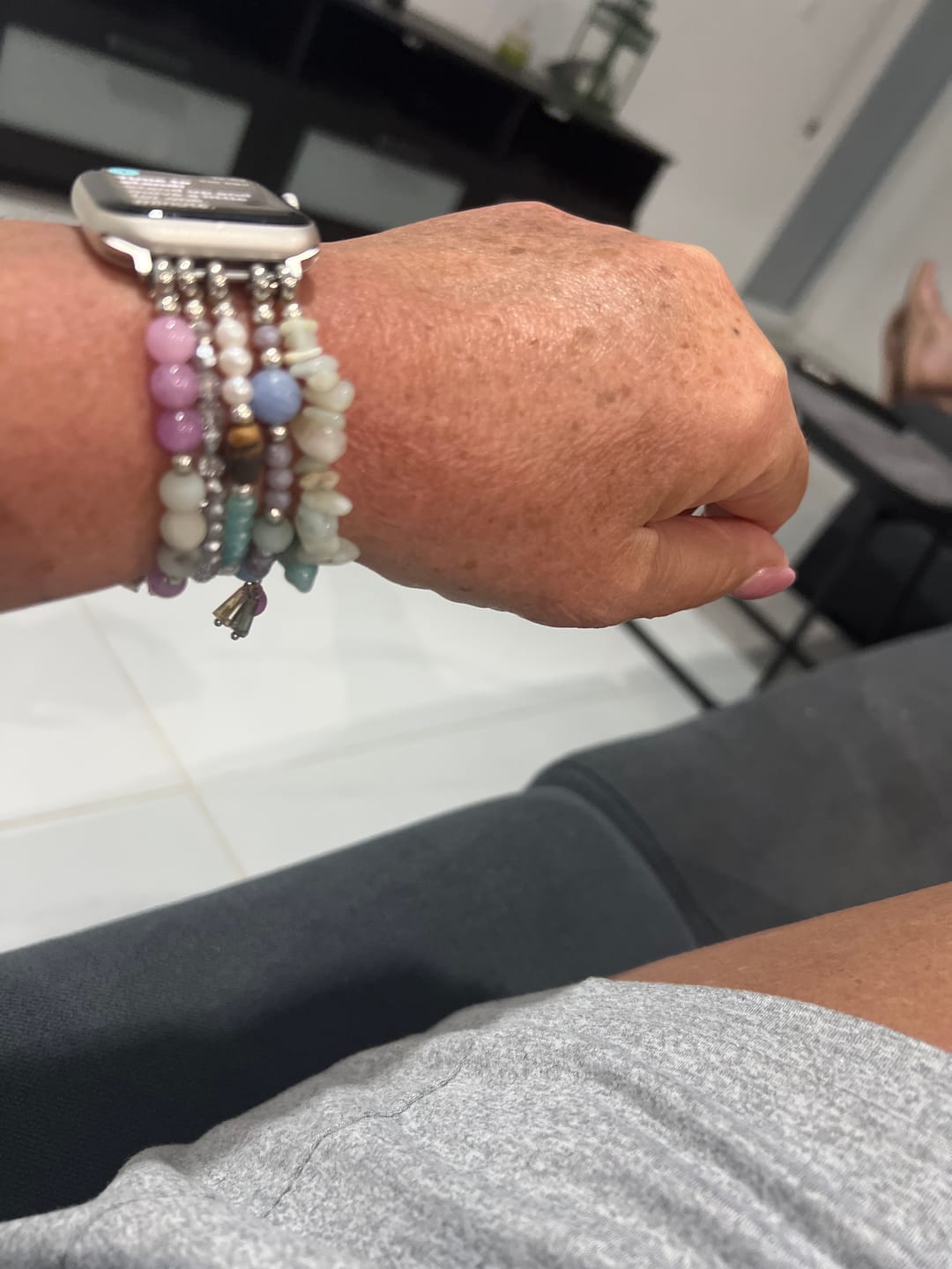 Customer photo review of Seaside Dreams Stretch Apple Watch Strap