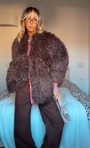 Customer photo review of Gwen Fluffy Lapel Coat