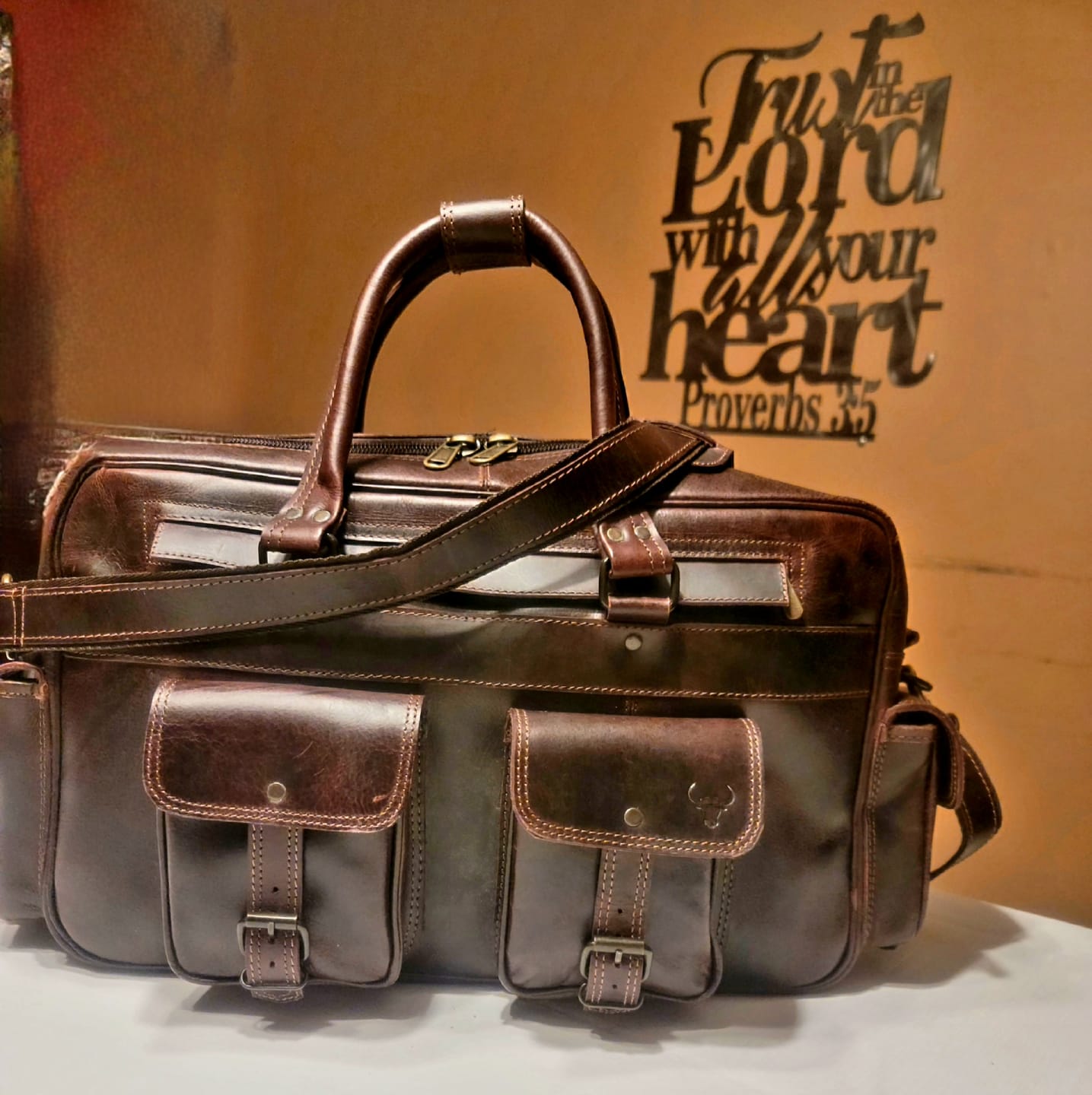 Customer photo review of Buffalo Explorer Leather Briefcase