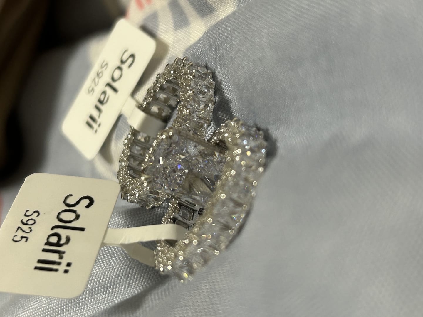 Customer photo review of Glistening-hued Radiant Cut 5.0ct Pave 925 Sterling Silver Wedding Ring Set