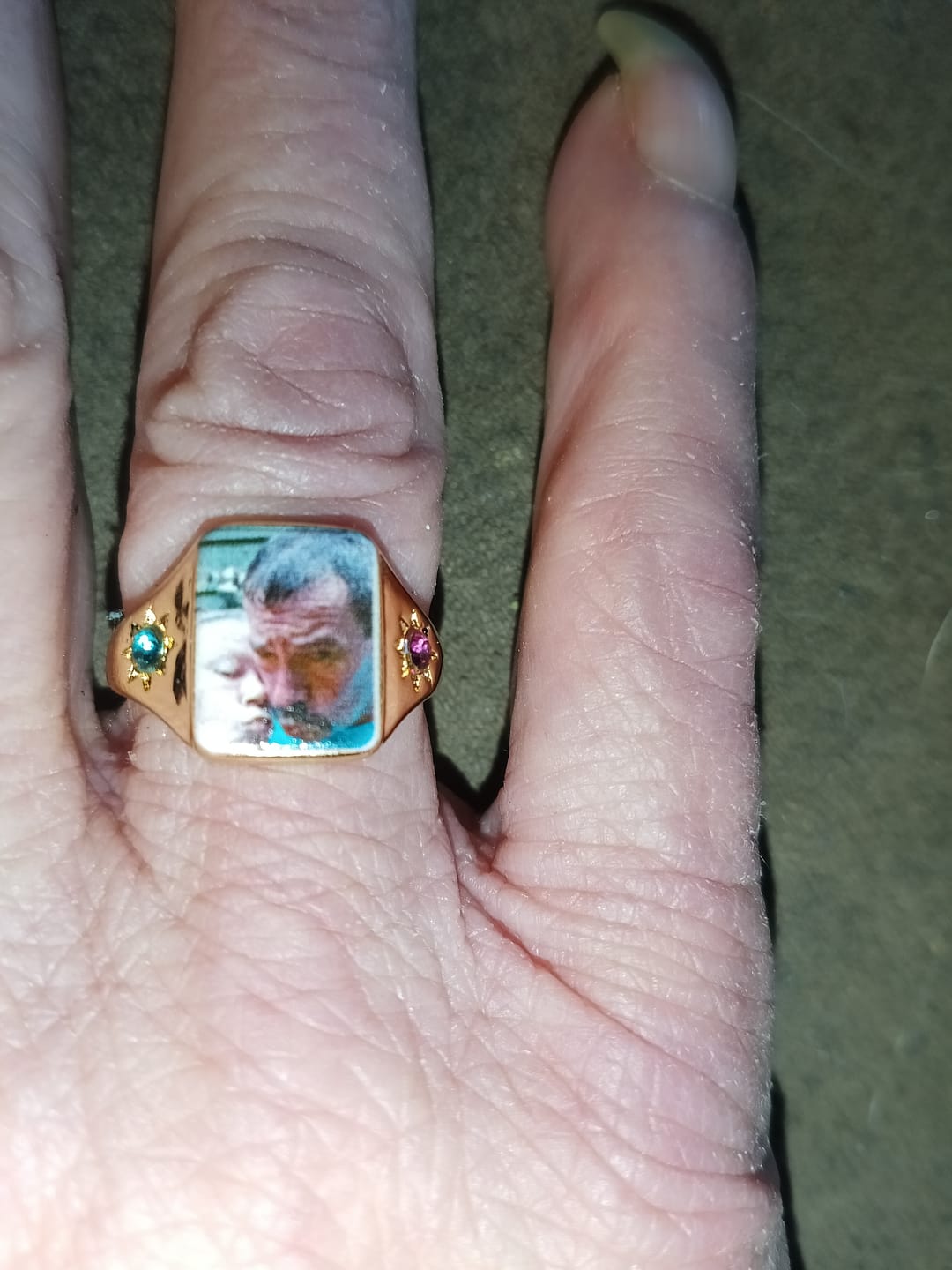 Customer photo review of Personalized Photo Birthstone Custom Ring