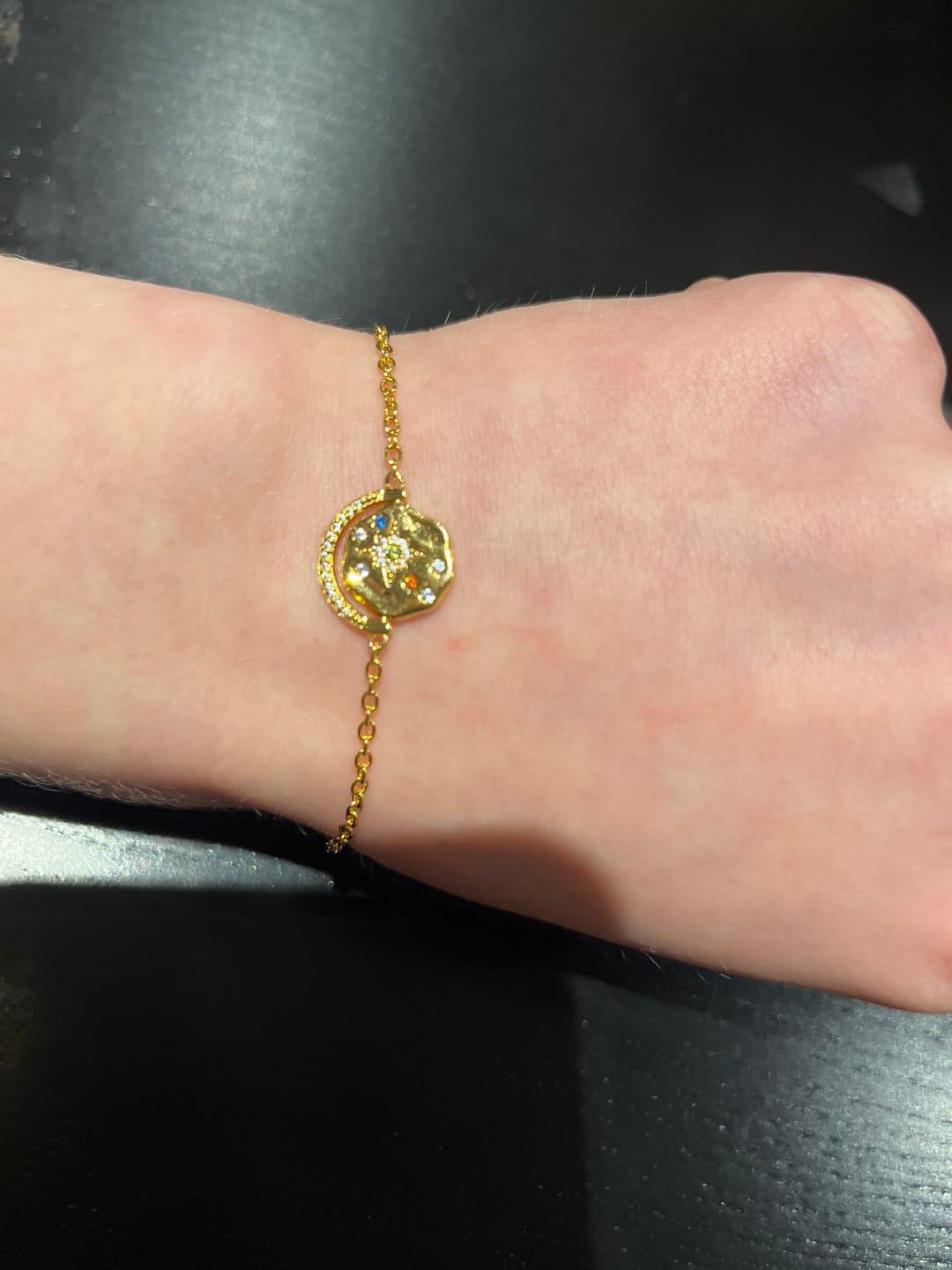 Customer photo review of My Sun, Moon & Stars Bracelet - Gold