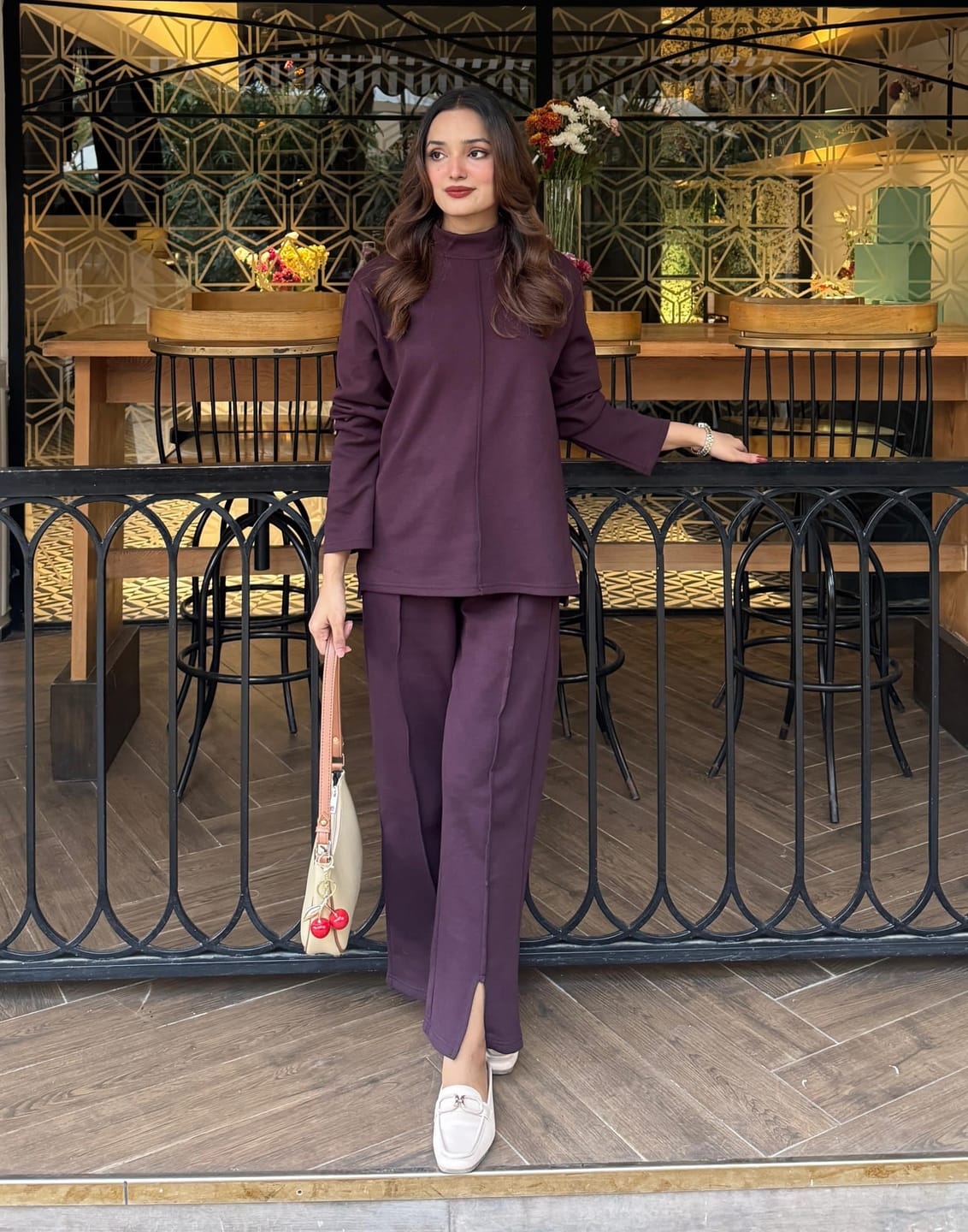 Customer photo review of Winter Nicole French Co-ord Set (Maroon)