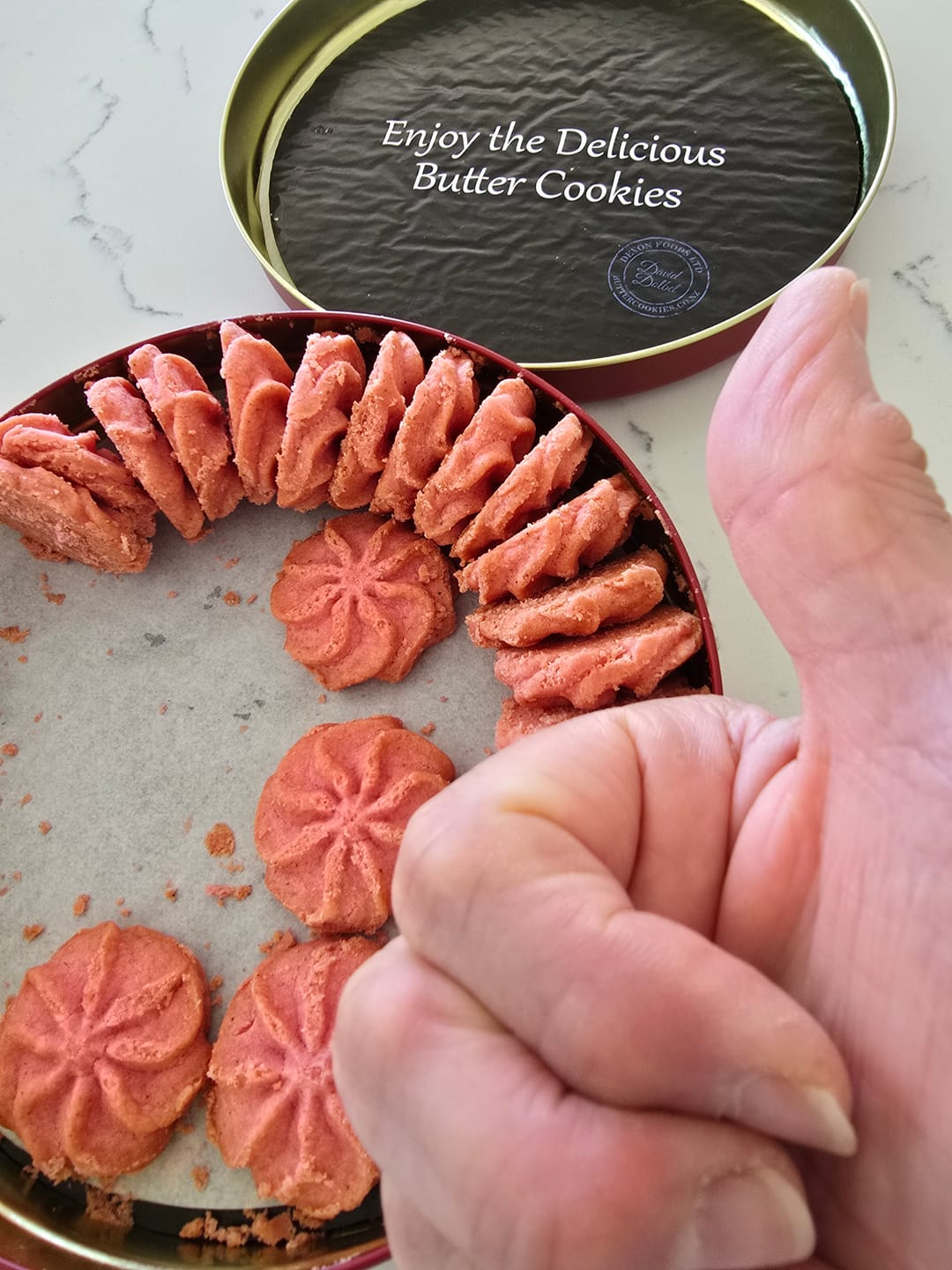 Customer photo review of Lowrey Raspberry Butter Cookies – Premium NZ Red Tin