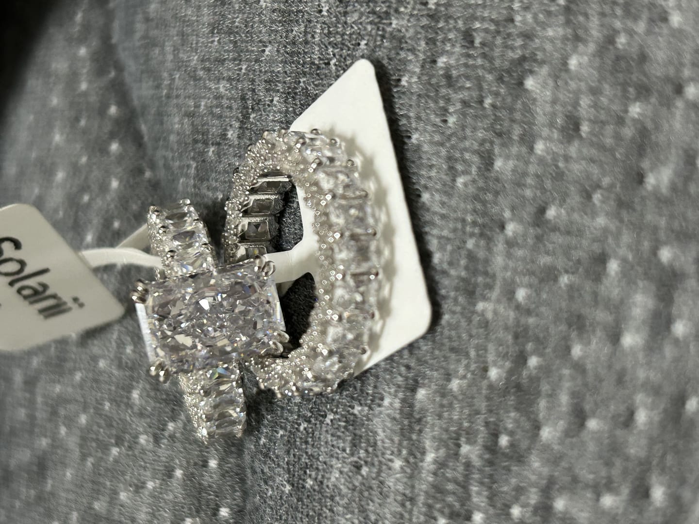 Customer photo review of Glistening-hued Radiant Cut 5.0ct Pave 925 Sterling Silver Wedding Ring Set