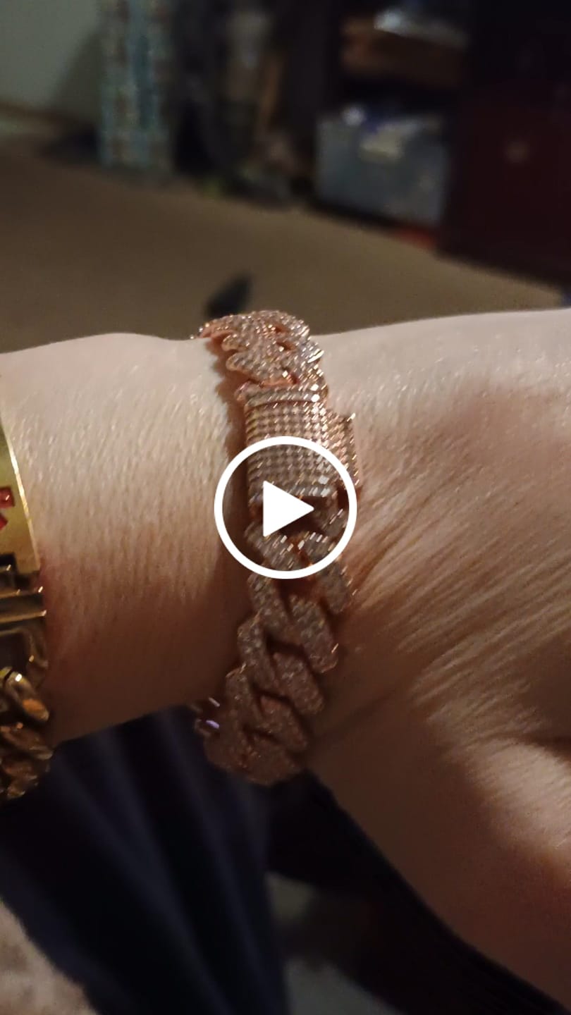 Customer video review of 12mm Iced Prong Cuban Link Bracelet