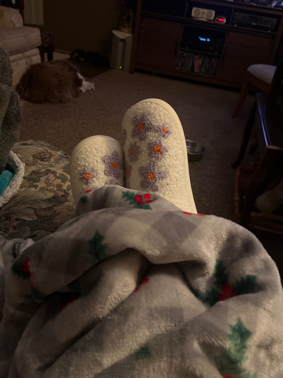 Customer photo review of Purple Flowers Slip-on Slippers