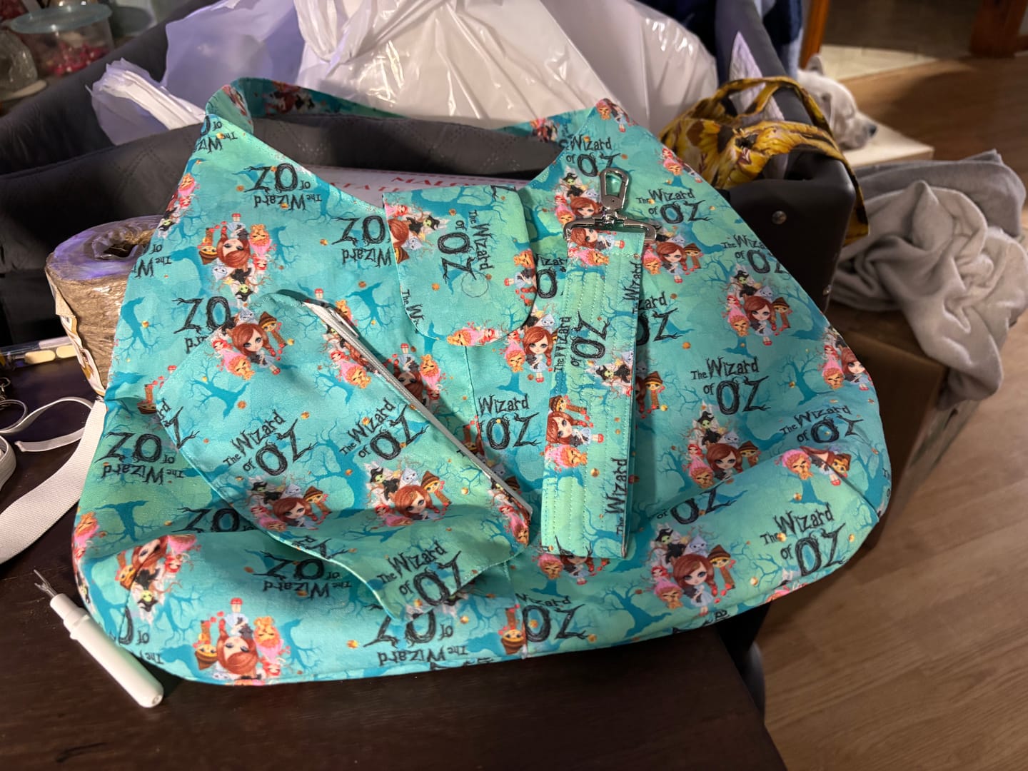 Customer photo review of Cute Wizard of OZ Allover Font Fabric - Blue
