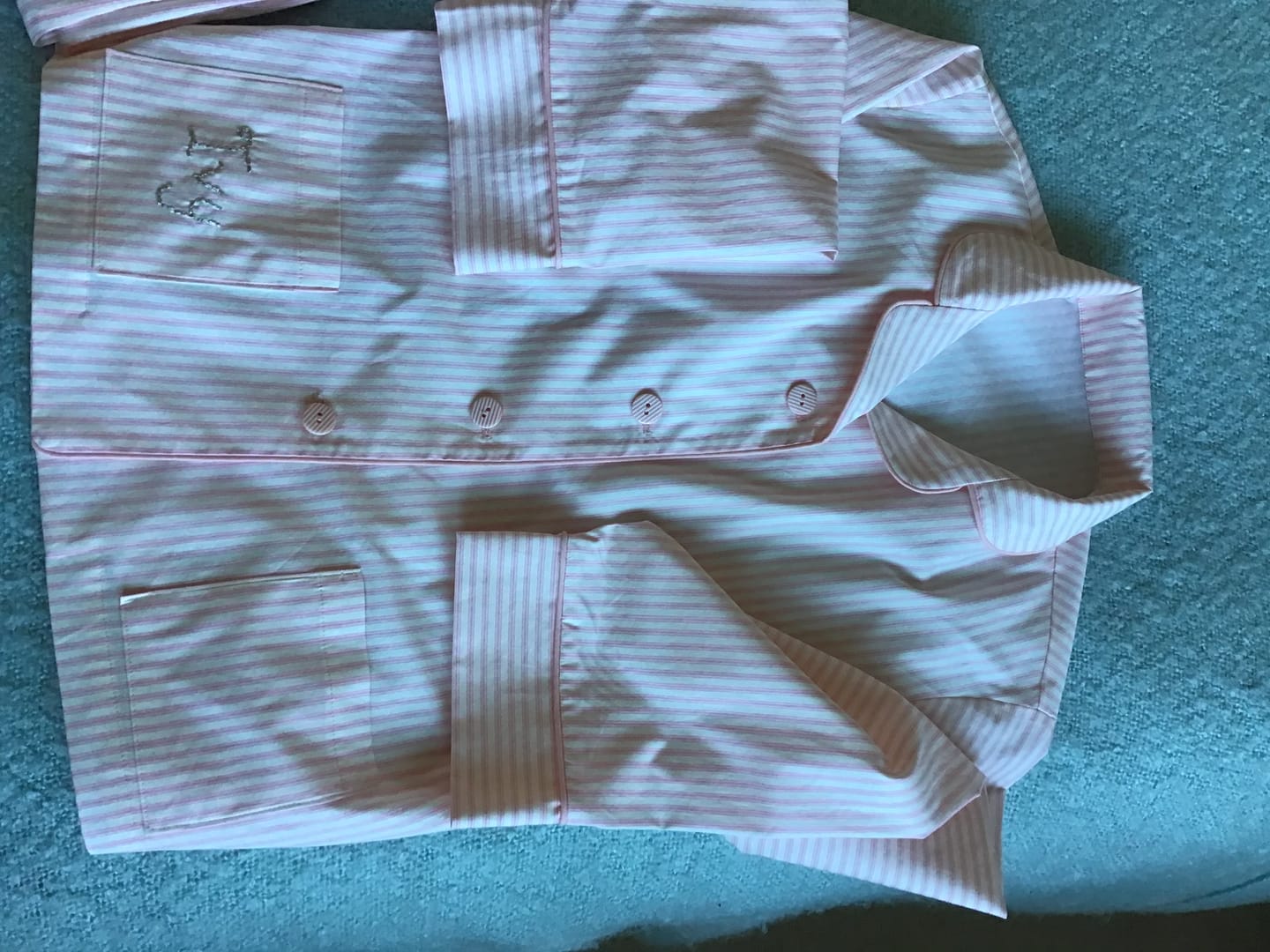 Customer photo review of Ticking Stripes Rose & Hubble Cotton Poplin Fabric