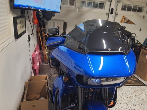 Customer photo review of Color Matched hand guard with LED for Harley Touring & Softails