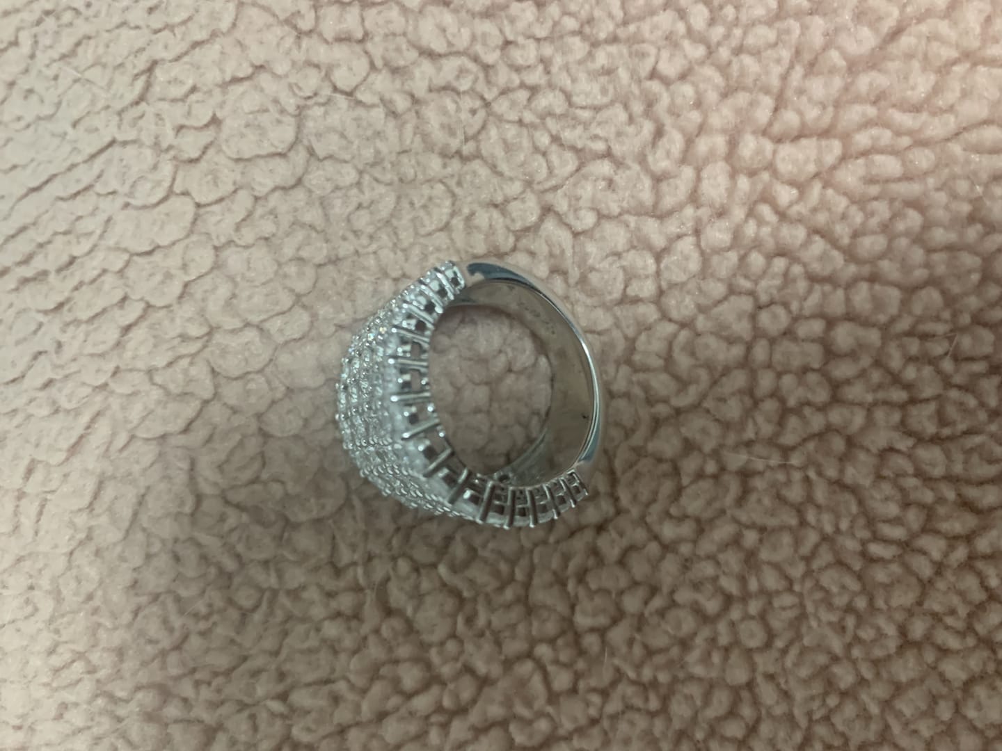 Customer photo review of Dazzling 925 Sterling Silver Pave Round Cut Wide Band Wedding Ring