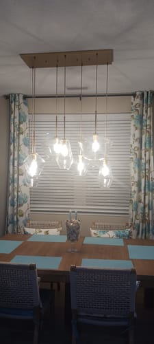 Customer photo review of Modern Glass 7 Light Geometric Pendant Chandelier
