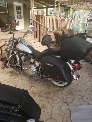 Customer photo review of Viking Saddlebags Quick Disconnect System For Harley Davidson Softail